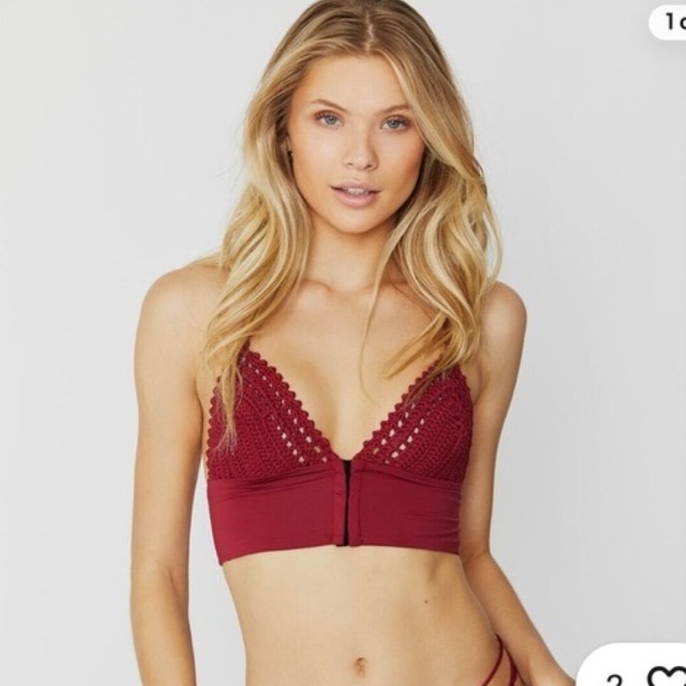 Frankie's Bikinis Merlot Crochet Ayla Corset Bikini Top